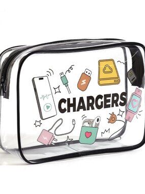 3/$25 NWT Clear Tech Organizer Pouch Travel Bag For Chargers Cables & Earbuds